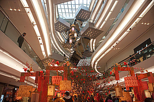 装饰,庆贺,春节,节日,走,购物中心,香港