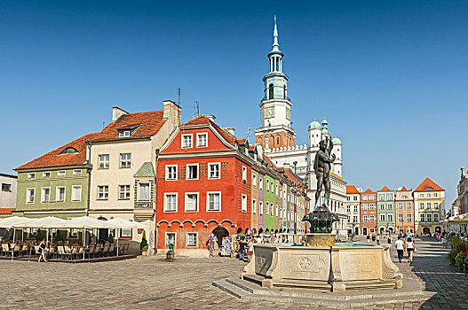 雕塑,市政厅,老,市场,广场,波兹南,波兰