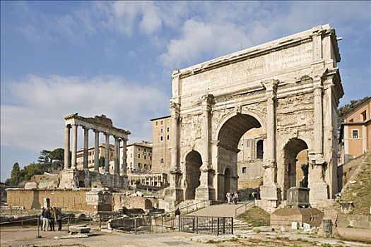 拱形,正面,寺庙,古罗马广场,罗马,意大利,欧洲