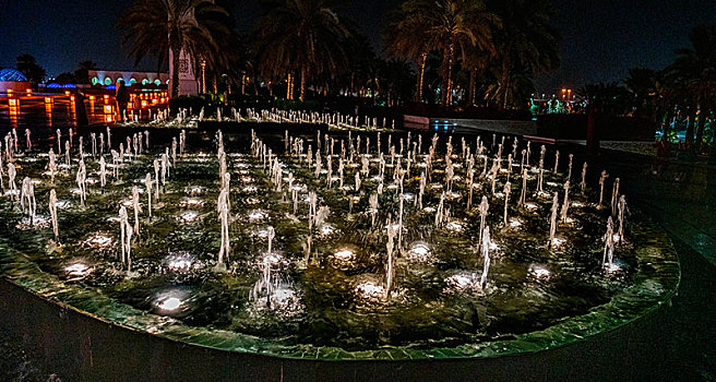 阿联酋阿布扎比谢赫扎伊德清真寺花园喷泉