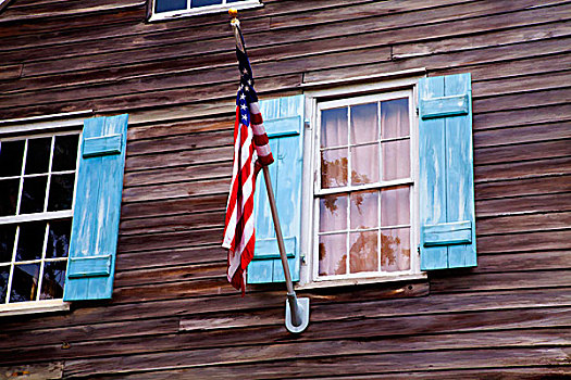 美国,乔治亚,旗帜,老建筑,历史,地区