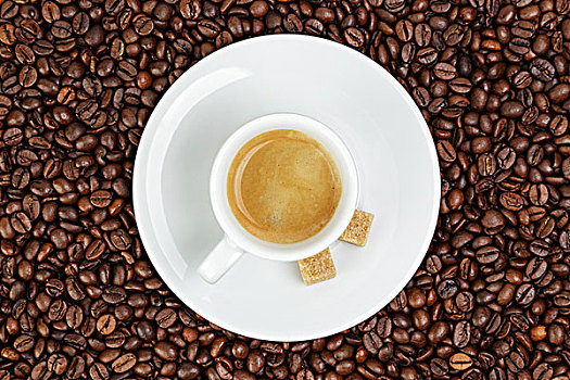 浓咖啡,杯子,咖啡豆,咖啡