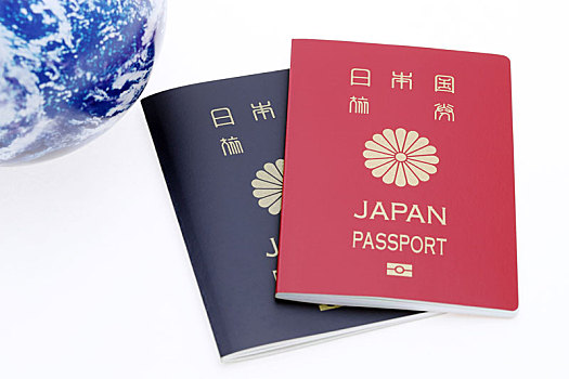 日本,护照,地球,地球仪,白色背景,背景,旅行,概念