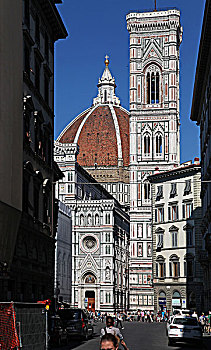 意大利佛罗伦萨的地标,百花圣母大教堂,florencecathedral,和乔托钟楼,campaniledigiotto