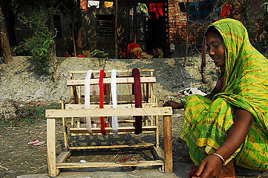 孟加拉,许多,乡村,女人,工作,手工制作,线,纱线,钱,制作,输入,展示,白天,机器,著名