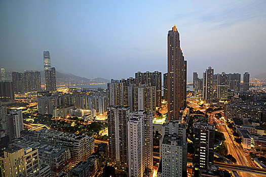 傍晚的深水埗区,香港九龙