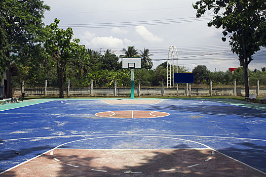 球筐,篮球,公园,球场,蓝色