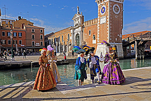 服装,群体,历史,长袍,狂欢,威尼斯,威尼托,意大利