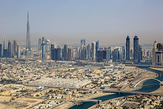 迪拜,市区,摩天大楼,哈利法,航拍
