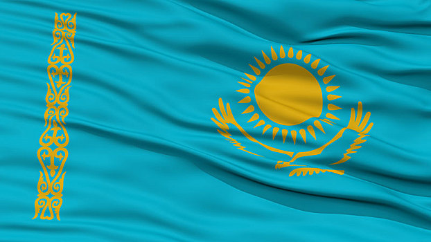 特写,哈萨克斯坦,旗帜