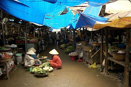 越南,惠安,女人,菜市场