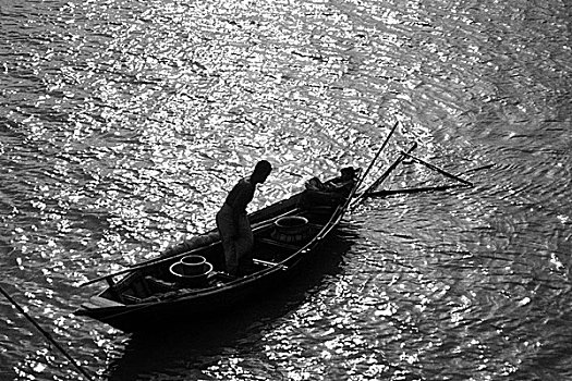 渔民,捕鱼,河,孟加拉