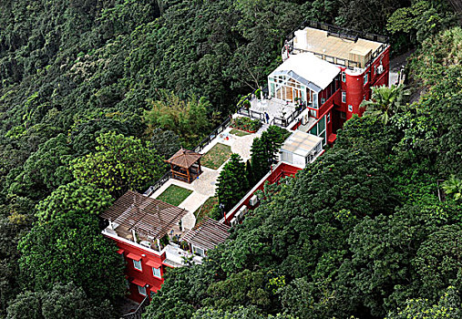 房子,围绕,树,香港,亚洲
