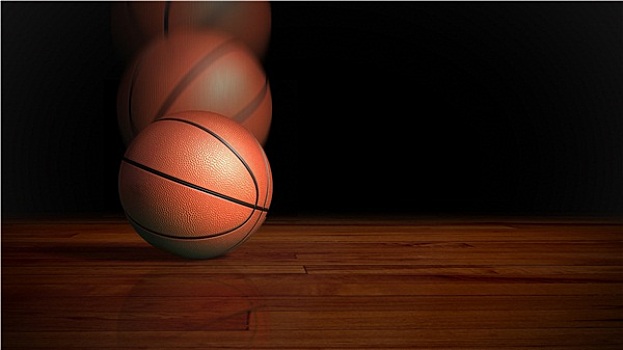 篮球,落下,木地板