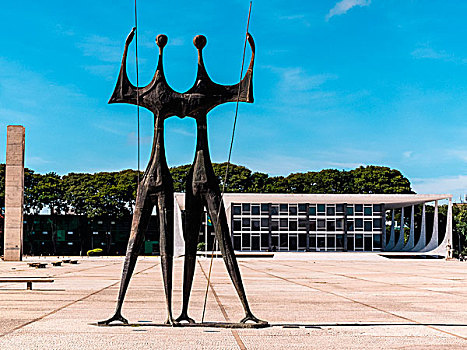 南美,巴西,巴西利亚,雕塑,三个,广场