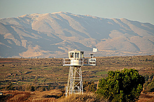 以色列,瞭望塔,边界,戈兰高地,中东,东方