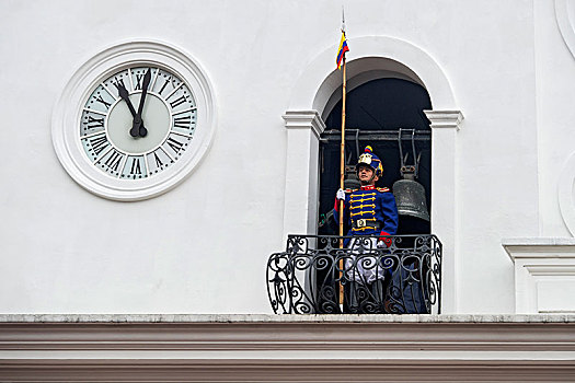 军人,守卫,手表,露台,总统府,基多,厄瓜多尔,南美