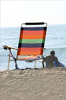 折叠躺椅,海滩,一个,男人,冲浪板,背景