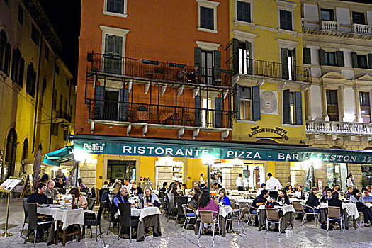 夜生活,餐馆,广场,胸罩,维罗纳,威尼托,意大利,欧洲