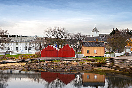 彩色,木屋,小,挪威,渔村