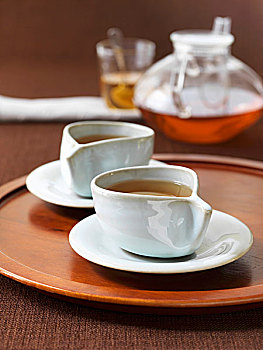 茶,优雅,杯子,玻璃茶壶