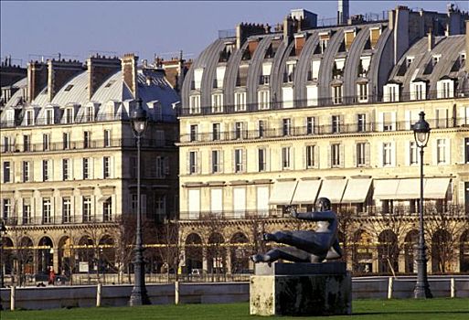 法国,巴黎,街道,建筑,杜乐丽花园,雕塑