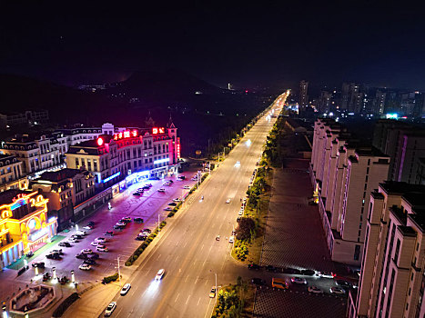 美丽夜景航拍图蟠龙山