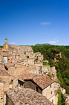 意大利,索拉诺,中世纪,山,城镇,崖面