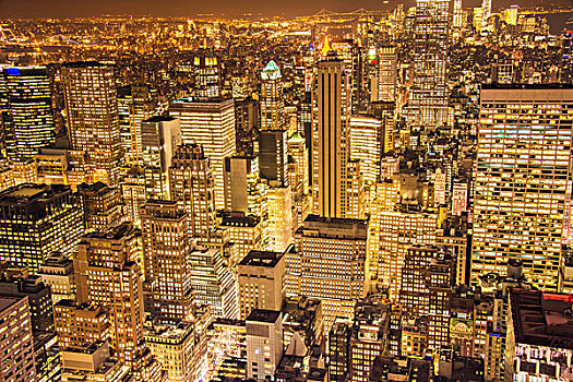 著名,摩天大楼,纽约,夜晚
