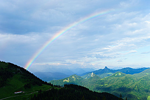 彩虹,上方,泰根湖,洛赫特-伊根,上巴伐利亚,巴伐利亚,德国,欧洲