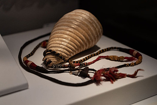 秘鲁印加博物馆藏殖民时期凤螺贝壳羊毛小号