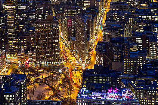 风景,上方,曼哈顿,纽约,帝国大厦,夜晚