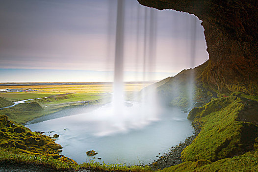 冰岛,瀑布,风景,室内