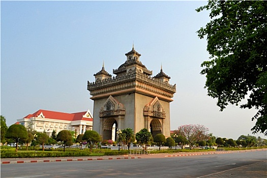 拱形,纪念建筑,胜利,大门,万象,老挝