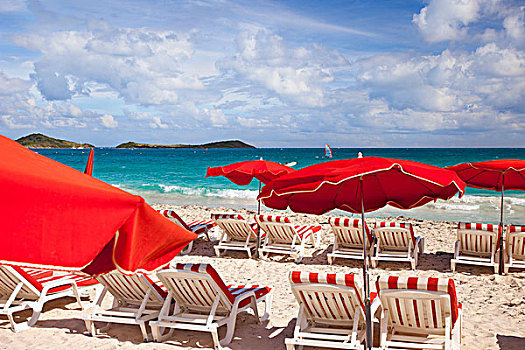 椅子,红色,伞,法国,西印度群岛