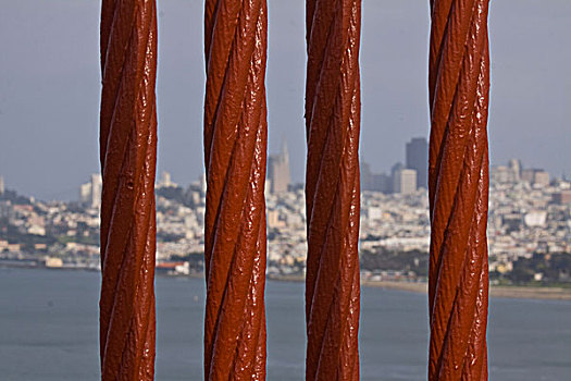 抽象,特写,金门大桥,悬挂,线缆,城市,背景,旧金山,加利福尼亚,美国