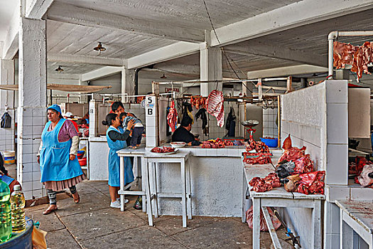 市场货摊,肉,市场,苏克雷,玻利维亚