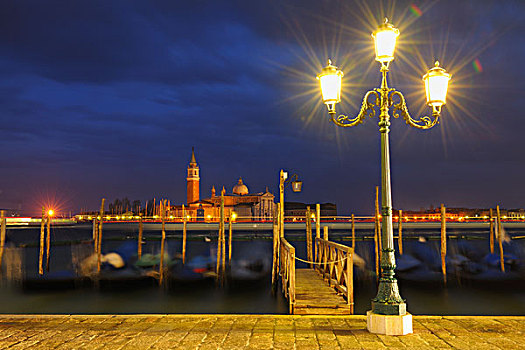 小船,大运河,夜晚,威尼斯,威尼托,意大利