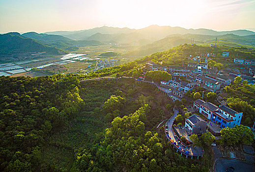 航拍,全景,村庄,山路,海涂