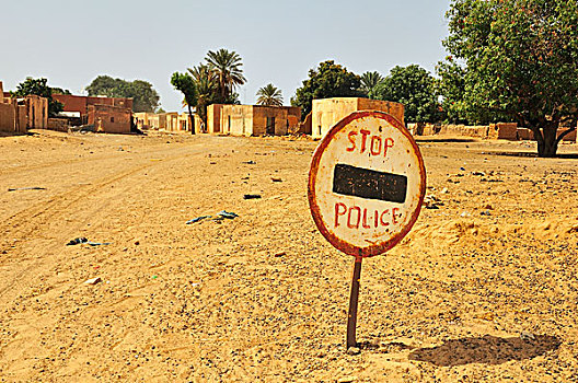 标识,停止,警察,边界,塞内加尔,区域,毛里塔尼亚,非洲
