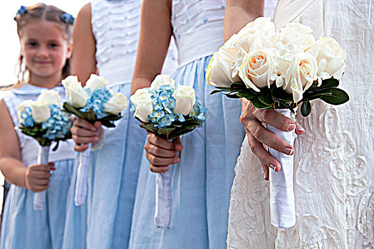 女花童,新娘,线条,花束