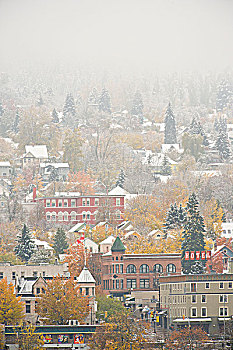 不列颠哥伦比亚省,加拿大,秋天,下雪