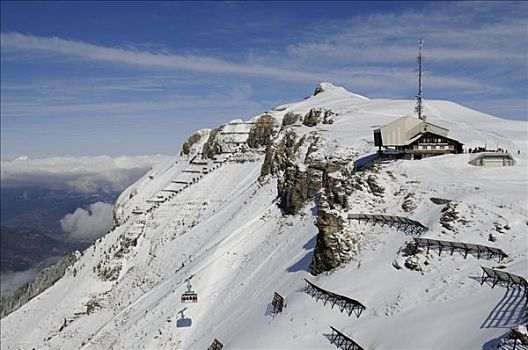 顶峰,车站,缆车,山,格林德威尔,伯尔尼阿尔卑斯山,瑞士,欧洲