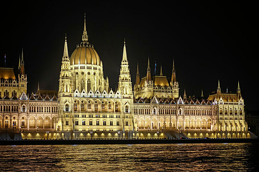 匈牙利人,国会大厦,夜晚,布达佩斯