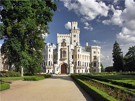 捷克共和国,白色,城堡,绿色公园