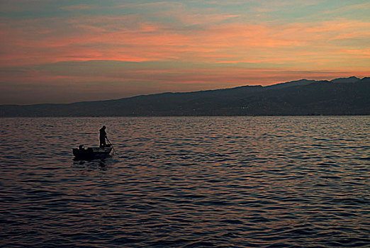 男人,渔船,地中海