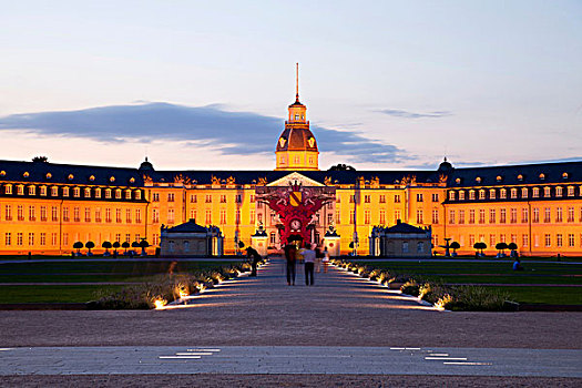 光亮,卡尔斯鲁厄,宫殿,巴登符腾堡,德国,欧洲