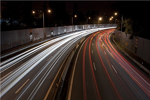 公路,交通,夜晚,长时间曝光