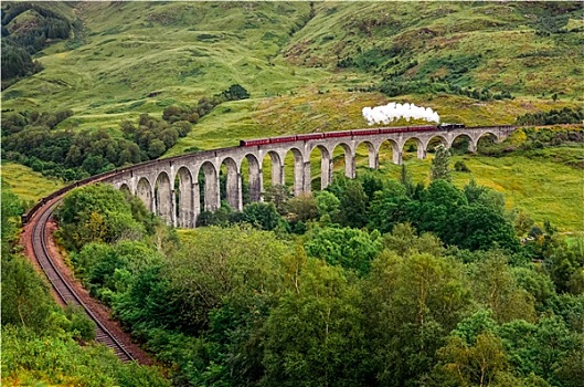 风景,火车头,著名,高架桥,苏格兰