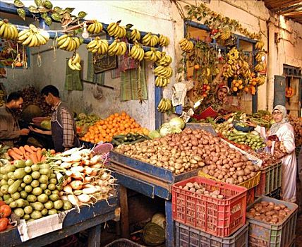果蔬,摩洛哥人,市场货摊